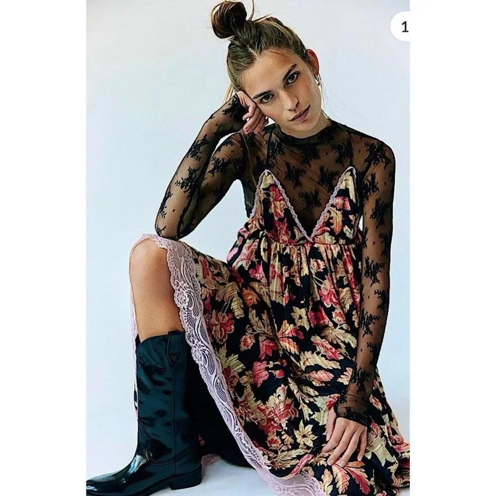 Free people size XL primmy floral maxi dress vacation flowy - NWT